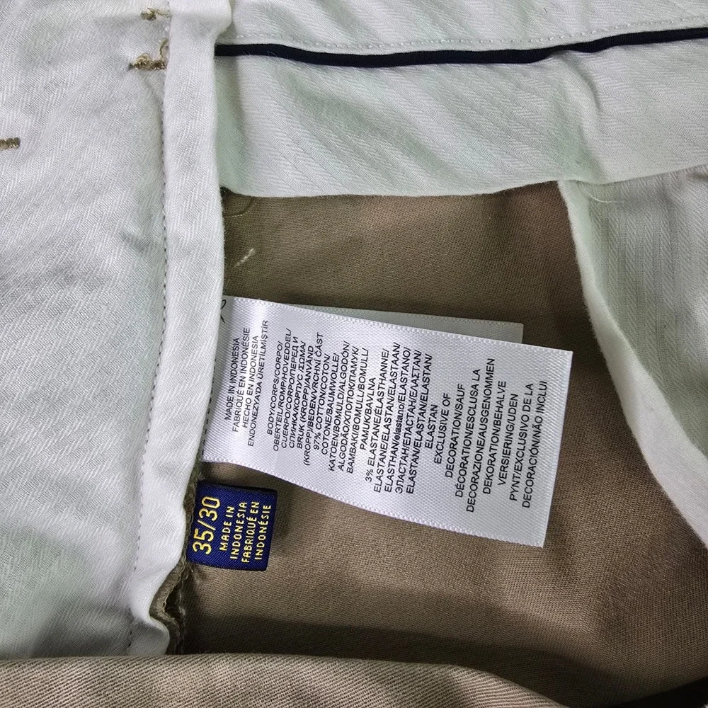 Polo‎ Ralph Lauren Mens Stretch Classic Fit Chino Khaki Pants 35x30 Tan Trousers